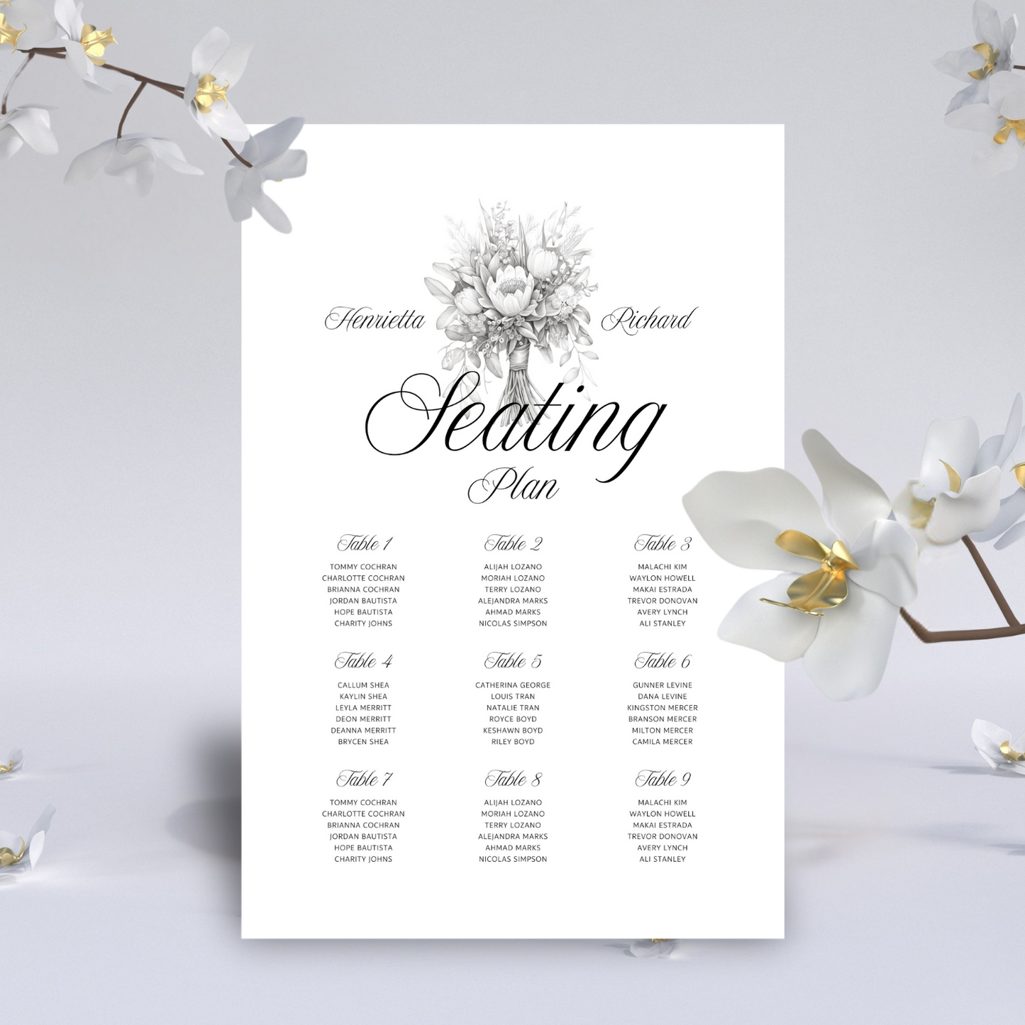 Seating Plan on Foamboard